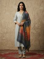 Janasya Grey Straight Crepe Kurta,Bottom & Dupatta | Grocsy