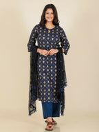 Aramya Straight Soft Cotton Floral Print Women's Kurta - Blue | Grocsy