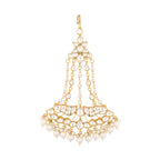 Nuyug 22K Gold-Plated Kundan & Pearl Studded Jhumar Paasa Head Jewellery | Grocsy