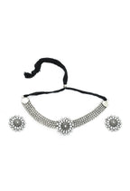 Mominos Fashion Johar Kamal Oxidised Silver-Plated Brass Finish Kundan Choker For Women (Silver) | Grocsy