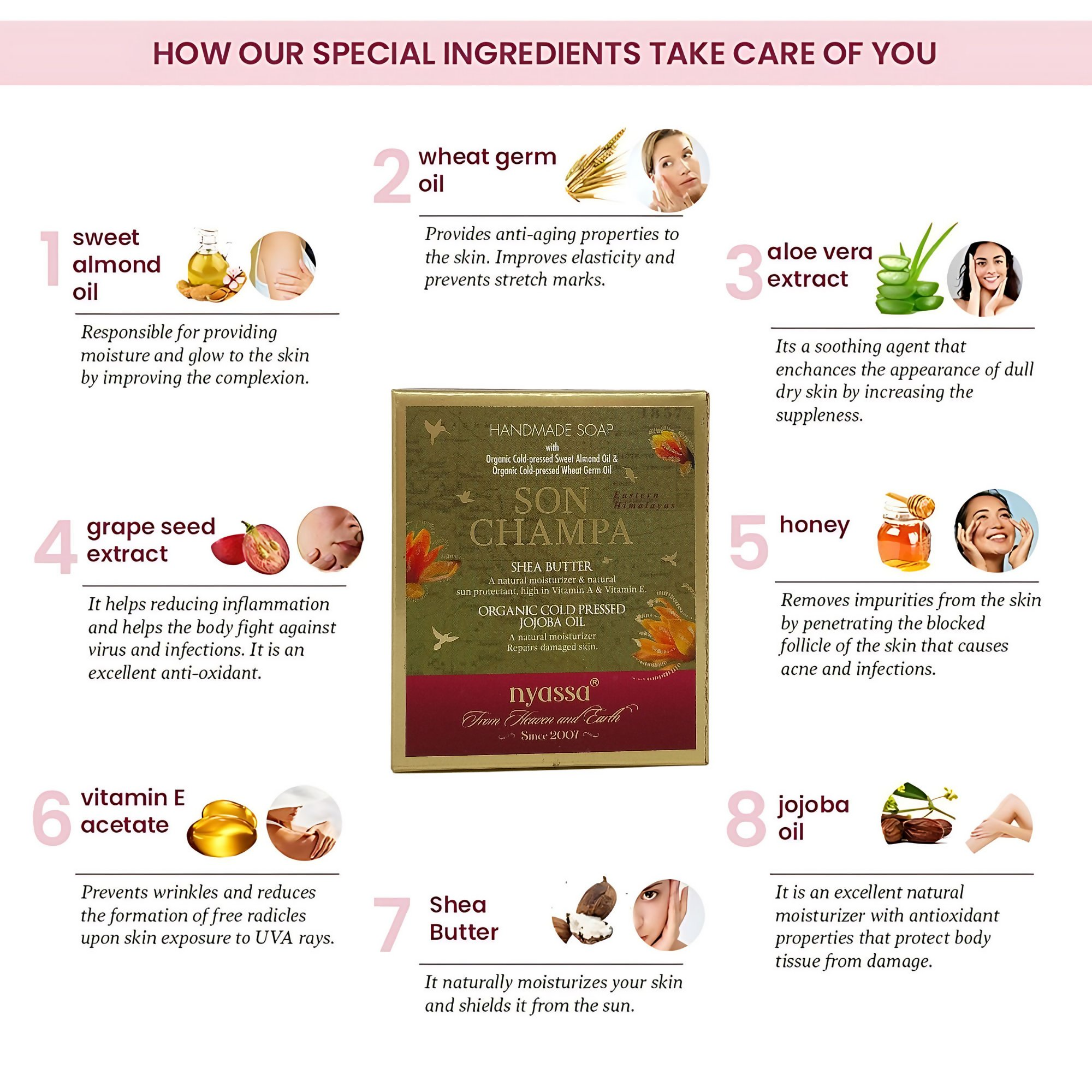 Nyassa Son Champa Handmade Soap | Grocsy