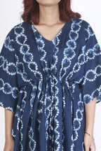 Breathables Women’S Loungewear Kaftan Cotton Blue Abstract Print Co-Ord Set | Grocsy