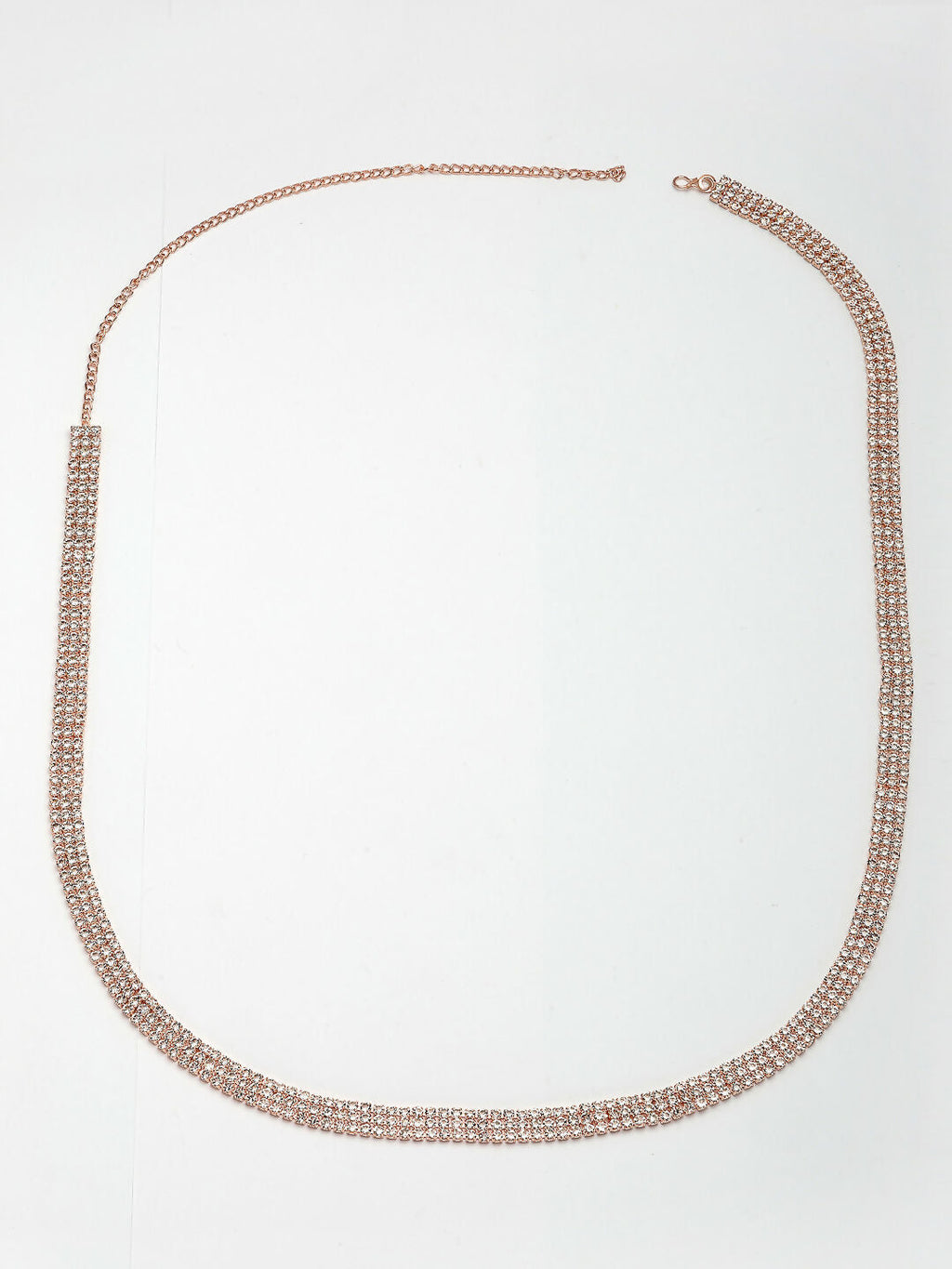 NVR Women's Rose Gold-Polished AD-Studded 3 Layered Kamarbandh Waist Chain | Grocsy