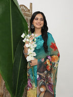 Shivam Fabrics Multi Color Georgette Fabric Printed Saree | Grocsy