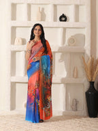 Shivam Fabrics Red Georgette Fabric Printed Saree | Grocsy