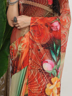 Shivam Fabrics Multi Color Georgette Fabric Printed Saree | Grocsy