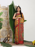 Shivam Fabrics Mustard Tussar Silk Fabric Printed Saree | Grocsy