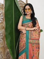 Shivam Fabrics Pink Tussar Silk Fabric Printed Saree | Grocsy