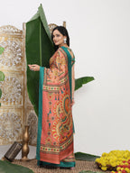 Shivam Fabrics Pink Tussar Silk Fabric Printed Saree | Grocsy