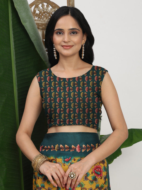 Shivam Fabrics Yellow Tussar Silk Fabric Printed Saree | Grocsy