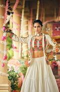 Teeya Creation Off White Colour Pure Cotton Embroidery Work Fully Stitched Navratry Lahenga | Grocsy