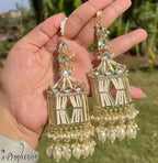 Jewel City Exquisite Handcrafted Gold-Plated Jhumka Earrings with Pearl Beads – Perfect for Weddings & Festivals | Grocsy