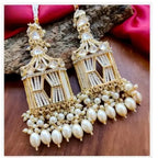 Jewel City Exquisite Handcrafted Gold-Plated Jhumka Earrings with Pearl Beads – Perfect for Weddings & Festivals | Grocsy