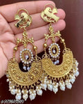 Jewel City Traditional Gold-Plated Chandbali Earrings with Bird Motif and Pearl Drops – Perfect for Weddings & Festive Occasions | Grocsy