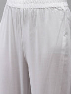 Yufta Women Peach And White Kurta with Trouser Set | Grocsy