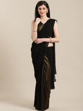 Ahalyaa Women's Black Georgette Gold Coated Ready to Wear Saree | Grocsy