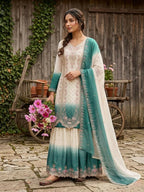 Teeya Creation New Trending Heavy Dual Tone Peding Star Georgette Green Kurta Set | Grocsy