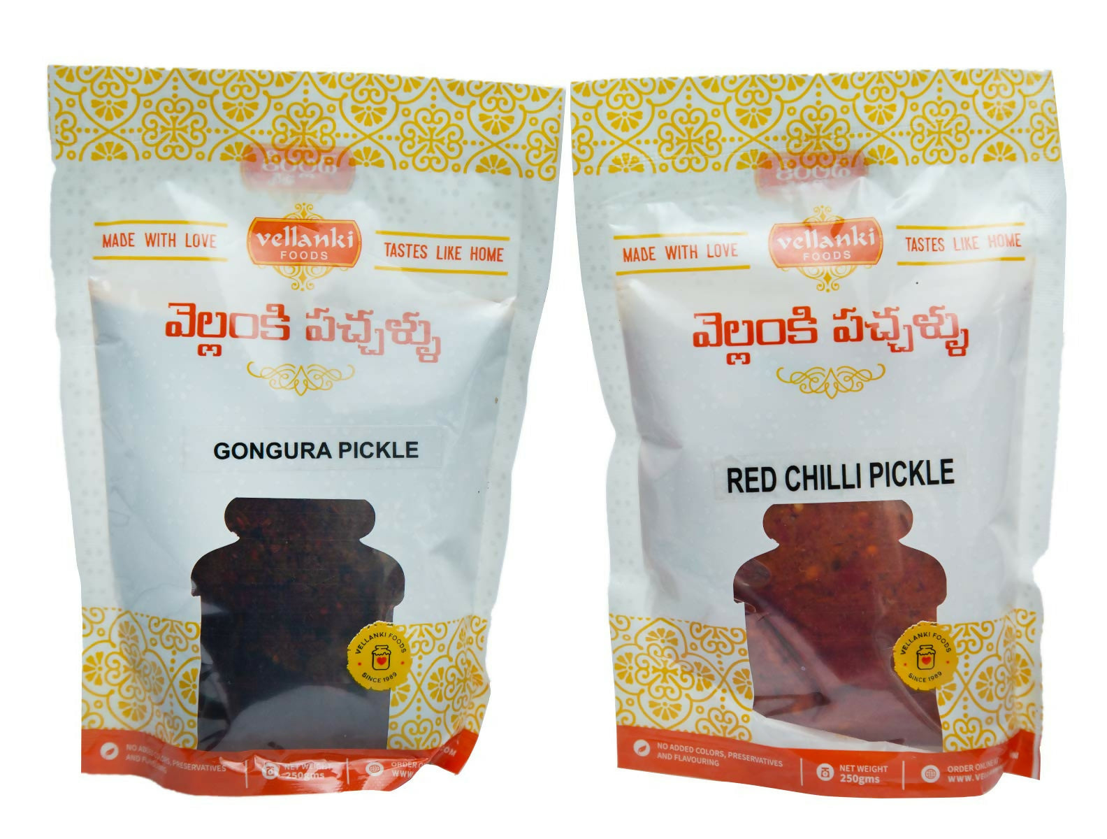Vellanki Foods Gongura & Red Chilli Pickle Combo Pack | Andhra Achaar Duo - Swadesiicart