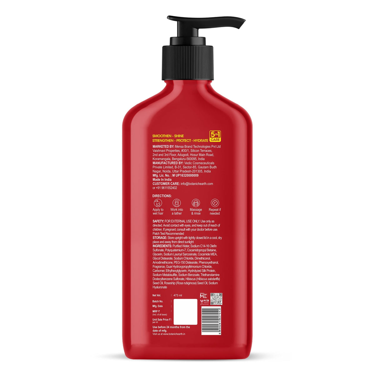 Botanic Hearth Smooth and Shine Shampoo with Hibiscus extract & Rosehip Oil | Grocsy