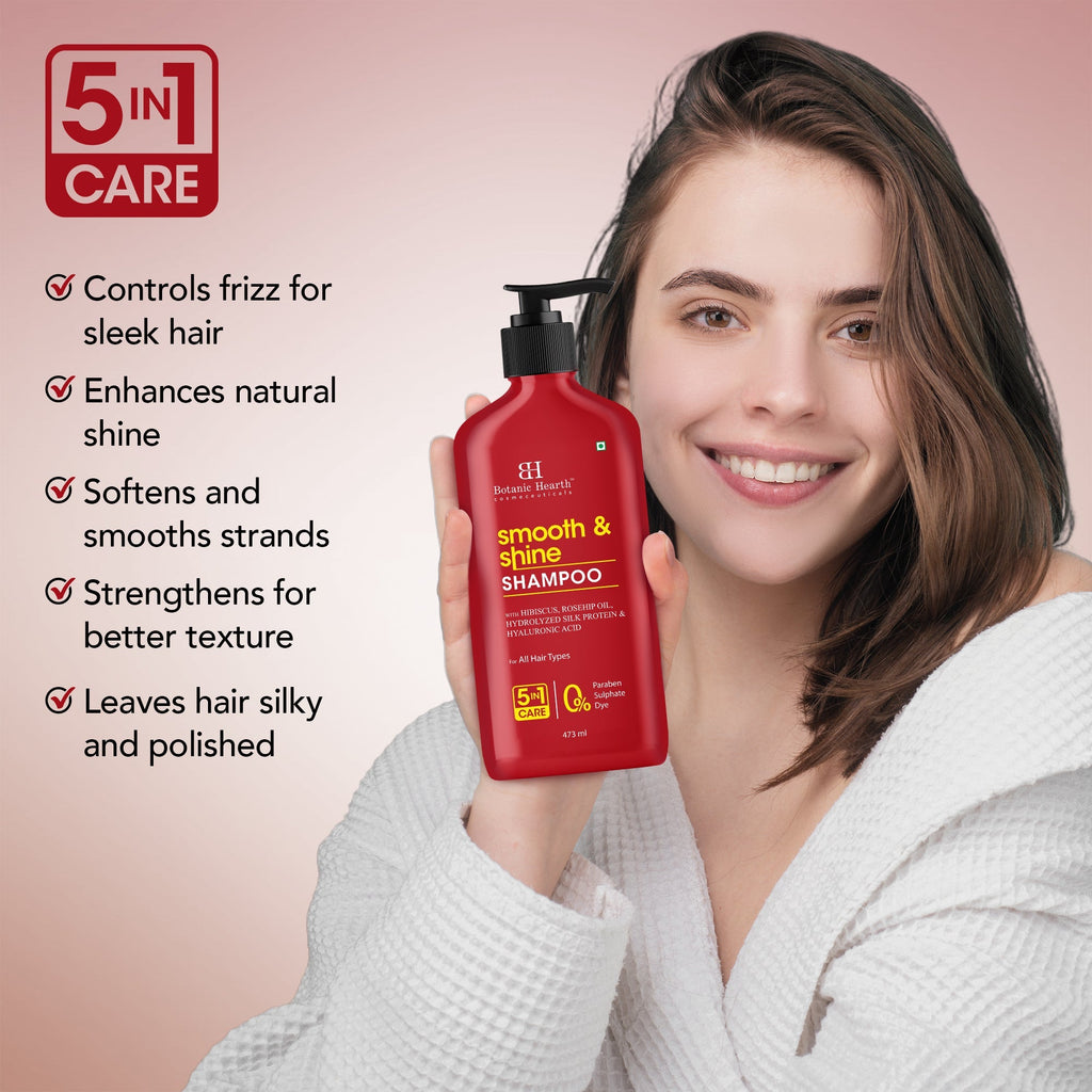 Botanic Hearth Smooth and Shine Shampoo with Hibiscus extract & Rosehip Oil | Grocsy