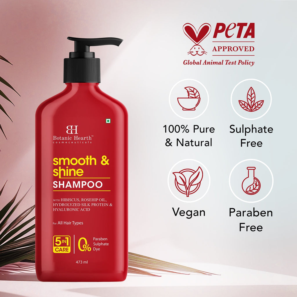 Botanic Hearth Smooth and Shine Shampoo with Hibiscus extract & Rosehip Oil | Grocsy