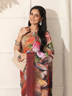 Shivam Fabrics Multi Color Turkey Fabric Printed Saree | Grocsy