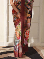 Shivam Fabrics Multi Color Turkey Fabric Printed Saree | Grocsy