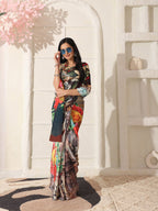 Shivam Fabrics Multi Color Turkey Fabric Printed Saree | Grocsy