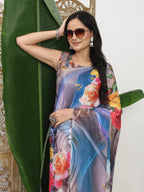 Shivam Fabrics Multi Color Turkey Fabric Printed Saree | Grocsy
