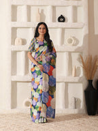 Shivam Fabrics Multi Color Turkey Fabric Printed Saree | Grocsy