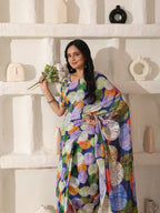 Shivam Fabrics Multi Color Turkey Fabric Printed Saree | Grocsy