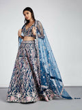 House of Panchhi Navy Blue Net Sequins And Thread Embroidery Lehenga Choli & Dupatta | Grocsy