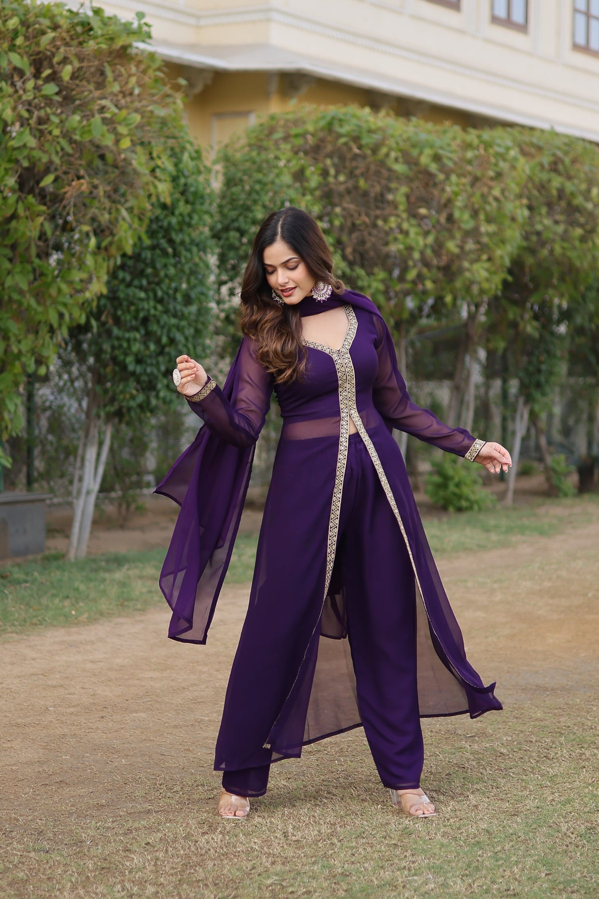 Sonakshi Women's Wine Faux Blooming Embroidered Kurta Sets | Grocsy