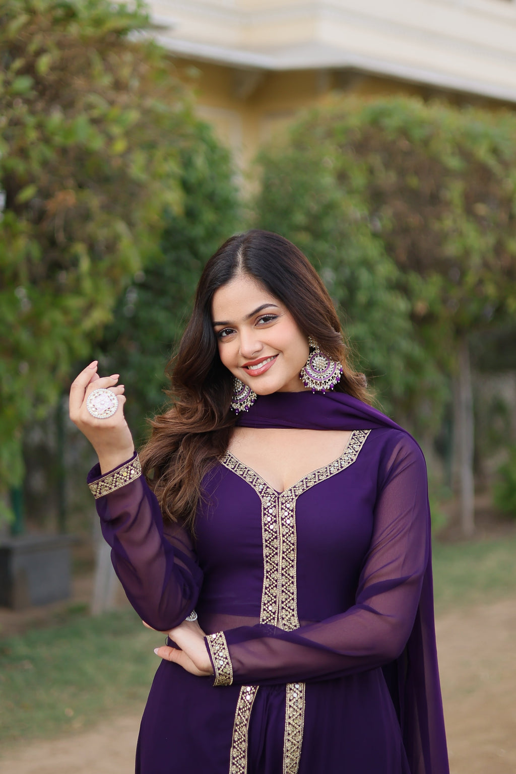 Sonakshi Women's Wine Faux Blooming Embroidered Kurta Sets | Grocsy
