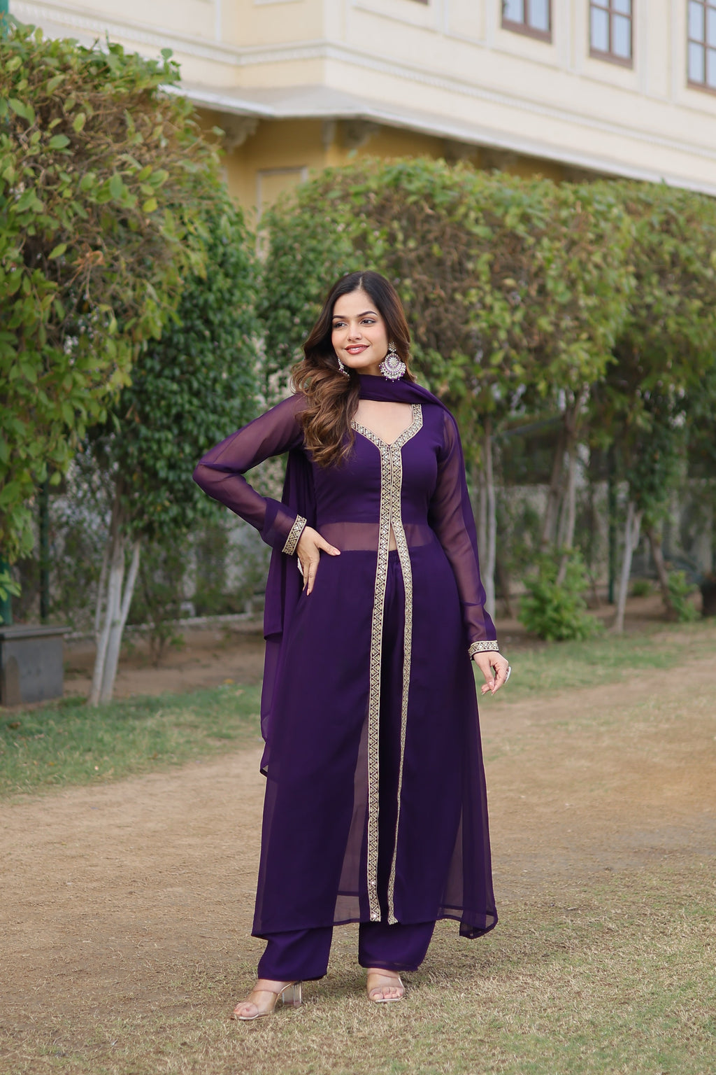 Sonakshi Women's Wine Faux Blooming Embroidered Kurta Sets | Grocsy