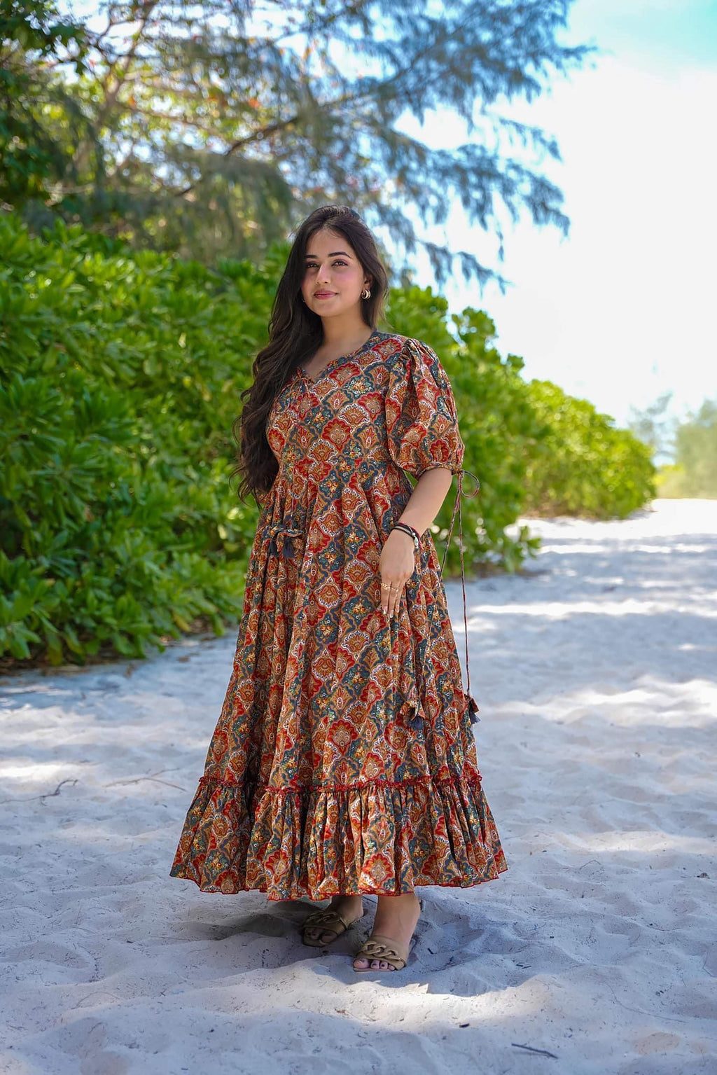 Sonakshi Women's Multycolor Rayon Digital Print Full Round Flair Anarkali Gown Set | Grocsy