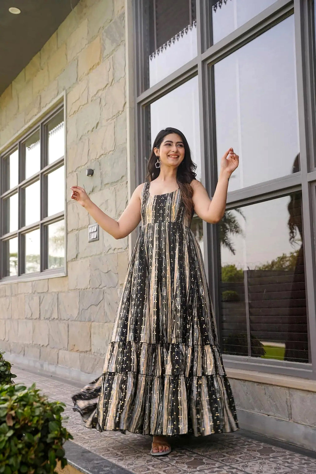 Sonakshi Women's Multycolor Heavy Rayon Digital Print Full Round Flair Anarkali Gown Set | Grocsy
