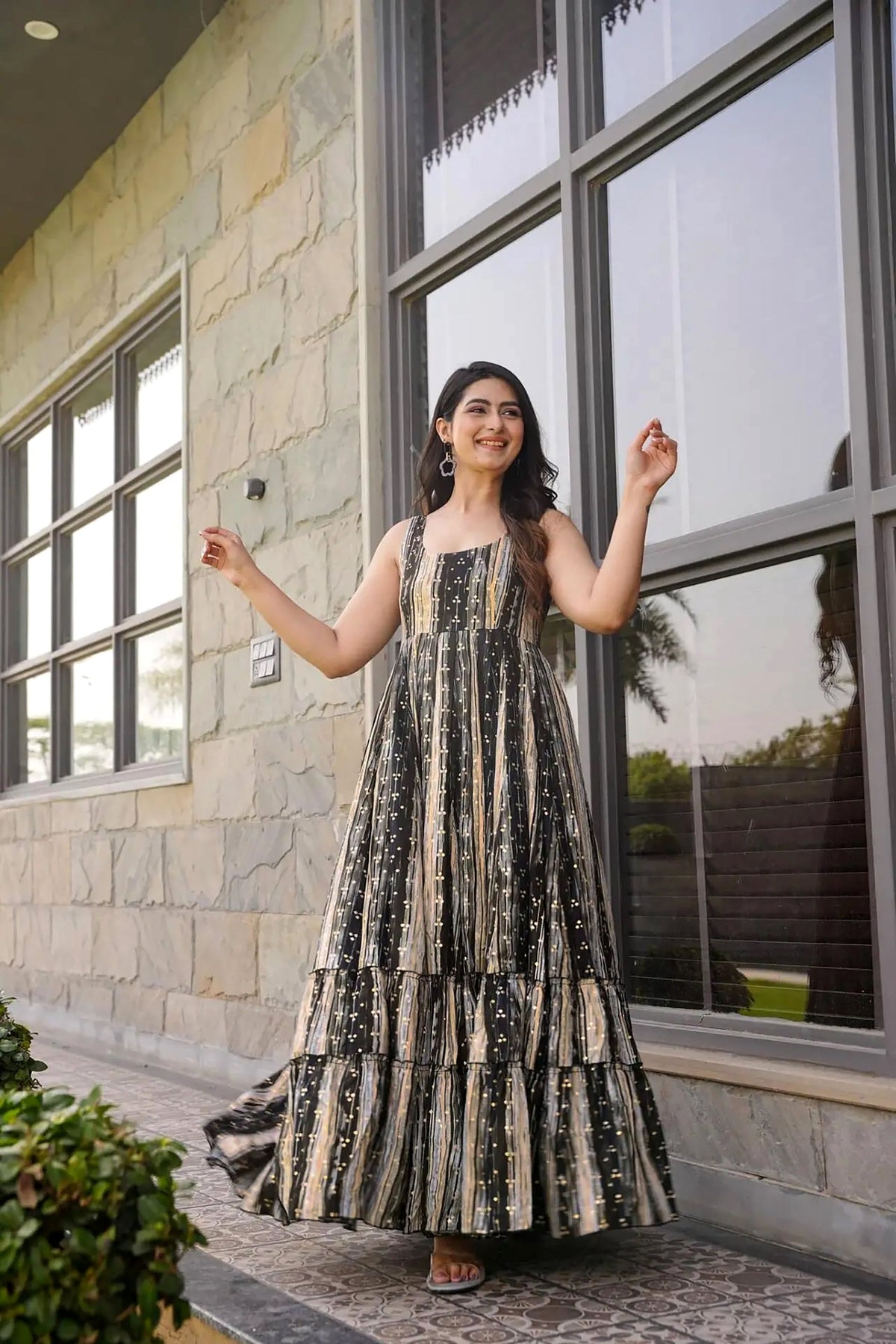 Sonakshi Women's Multycolor Heavy Rayon Digital Print Full Round Flair Anarkali Gown Set | Grocsy