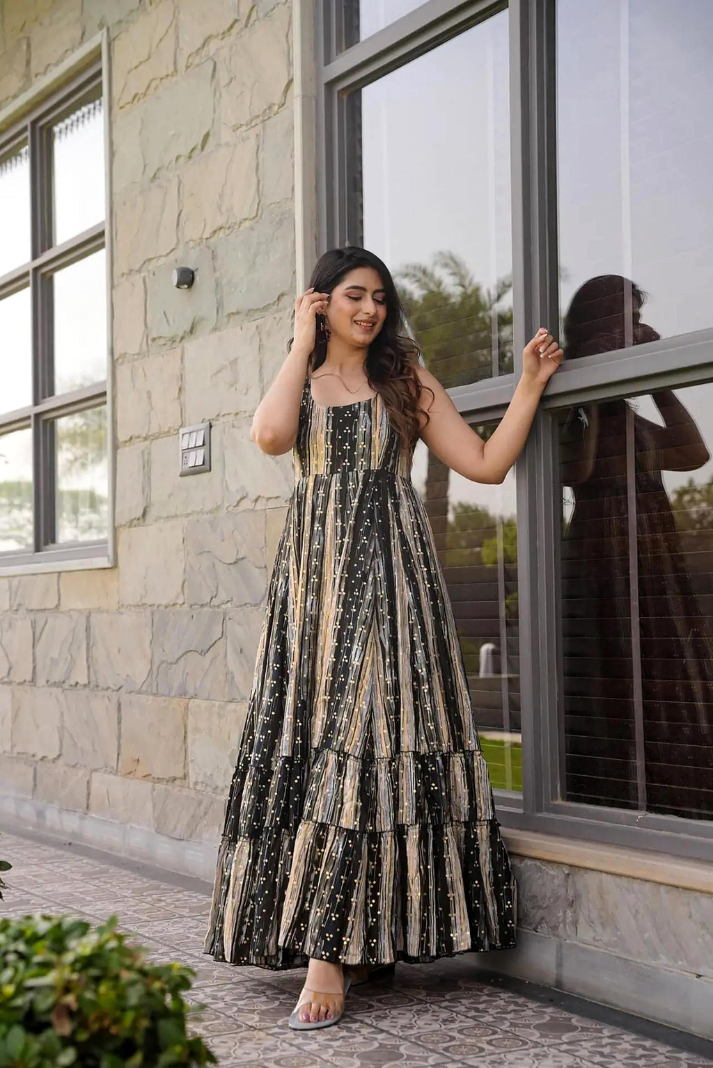 Sonakshi Women's Multycolor Heavy Rayon Digital Print Full Round Flair Anarkali Gown Set | Grocsy