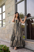 Sonakshi Women's Multycolor Heavy Rayon Digital Print Full Round Flair Anarkali Gown Set | Grocsy