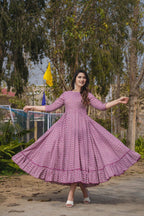 Sonakshi Women's Maharani Rayon Digital Print Full Round Flair Anarkali Gown Set | Grocsy