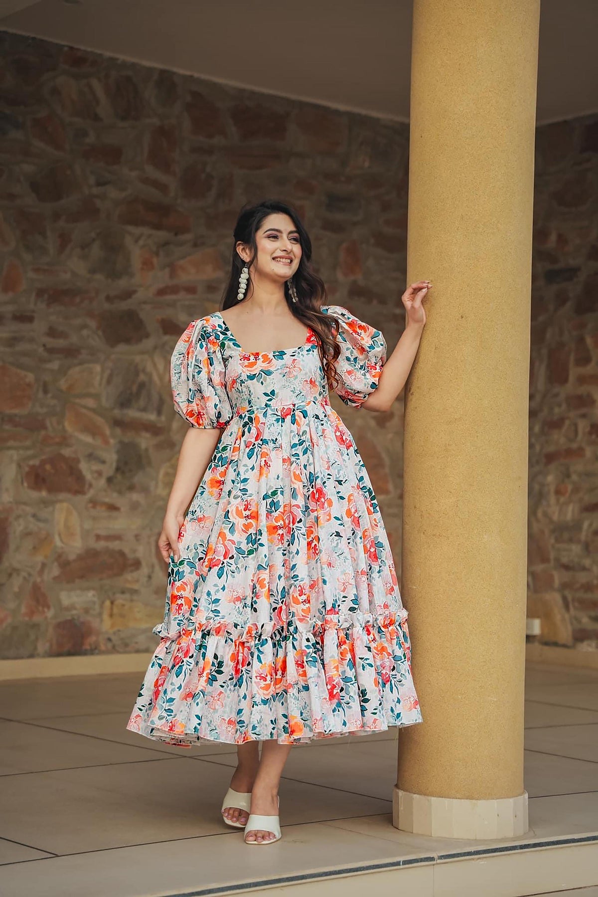 Sonakshi Women's Multycolor Rayon Digital Print Full Round Flair Anarkali Gown Set | Grocsy