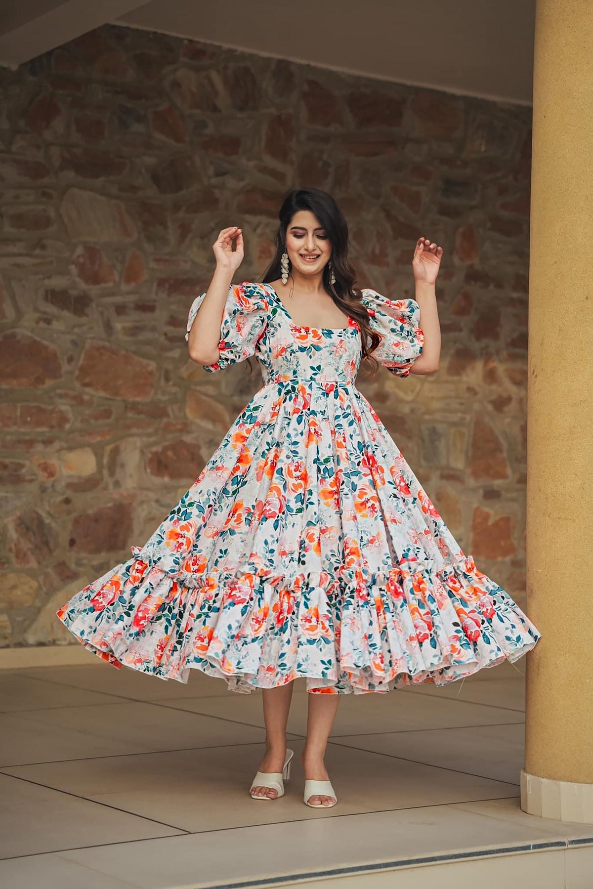 Sonakshi Women's Multycolor Rayon Digital Print Full Round Flair Anarkali Gown Set | Grocsy