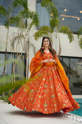 Sonakshi Women's Yellow Silk Digital Print Full Round Flair Anarkali Gown Set With Dupatta | Grocsy