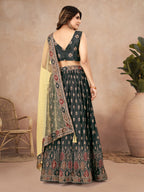 Sonakshi Women's Black Chinon Silk Ajrakh Heavy digital Printed Lehenga Choli With Dupatta | Grocsy
