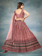 Sonakshi Women's Maroon Chinon Silk Ajrakh Heavy digital Printed Lehenga Choli With Dupatta | Grocsy