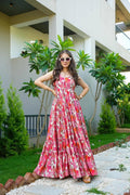 Sonakshi Women's Babypink Rayon Digital Print Full Round Flair Anarkali Gown Set | Grocsy