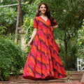 Sonakshi Women's Fenta Rayon Digital Print Full Round Flair Anarkali Gown Set | Grocsy