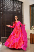 Sonakshi Women's Red Rayon Digital Print Full Round Flair Anarkali Gown Set With Dupatta | Grocsy