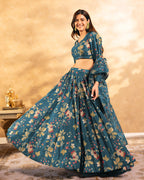 Sonakshi Women's Grey Air Tex Chinon Digital Printed Lehenga Choli With Dupatta | Grocsy